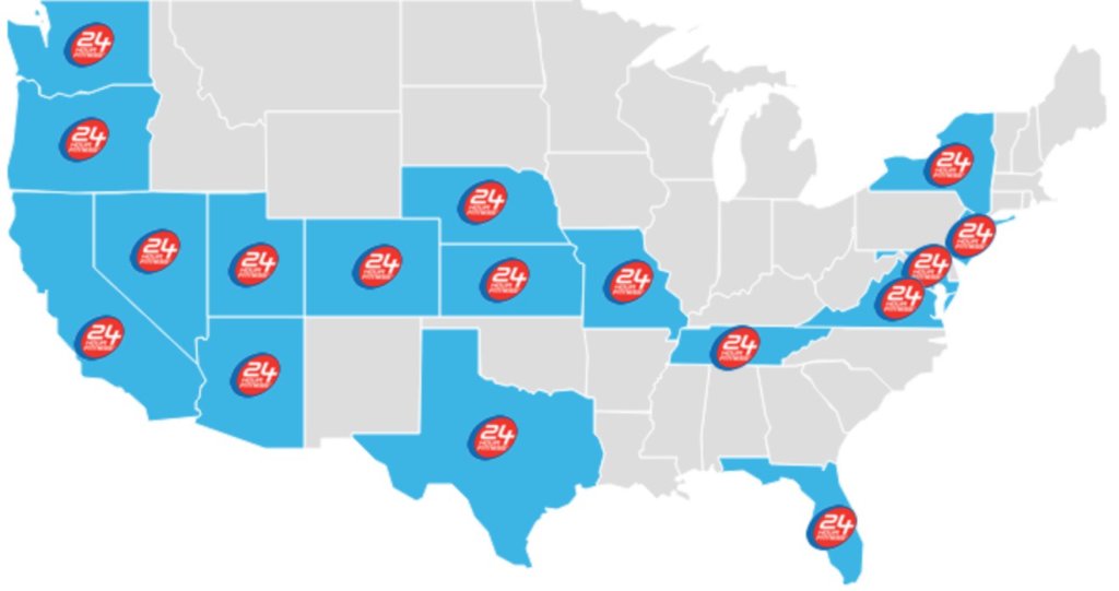 Number of 24 Hours Fitness locations in the USA in 2024